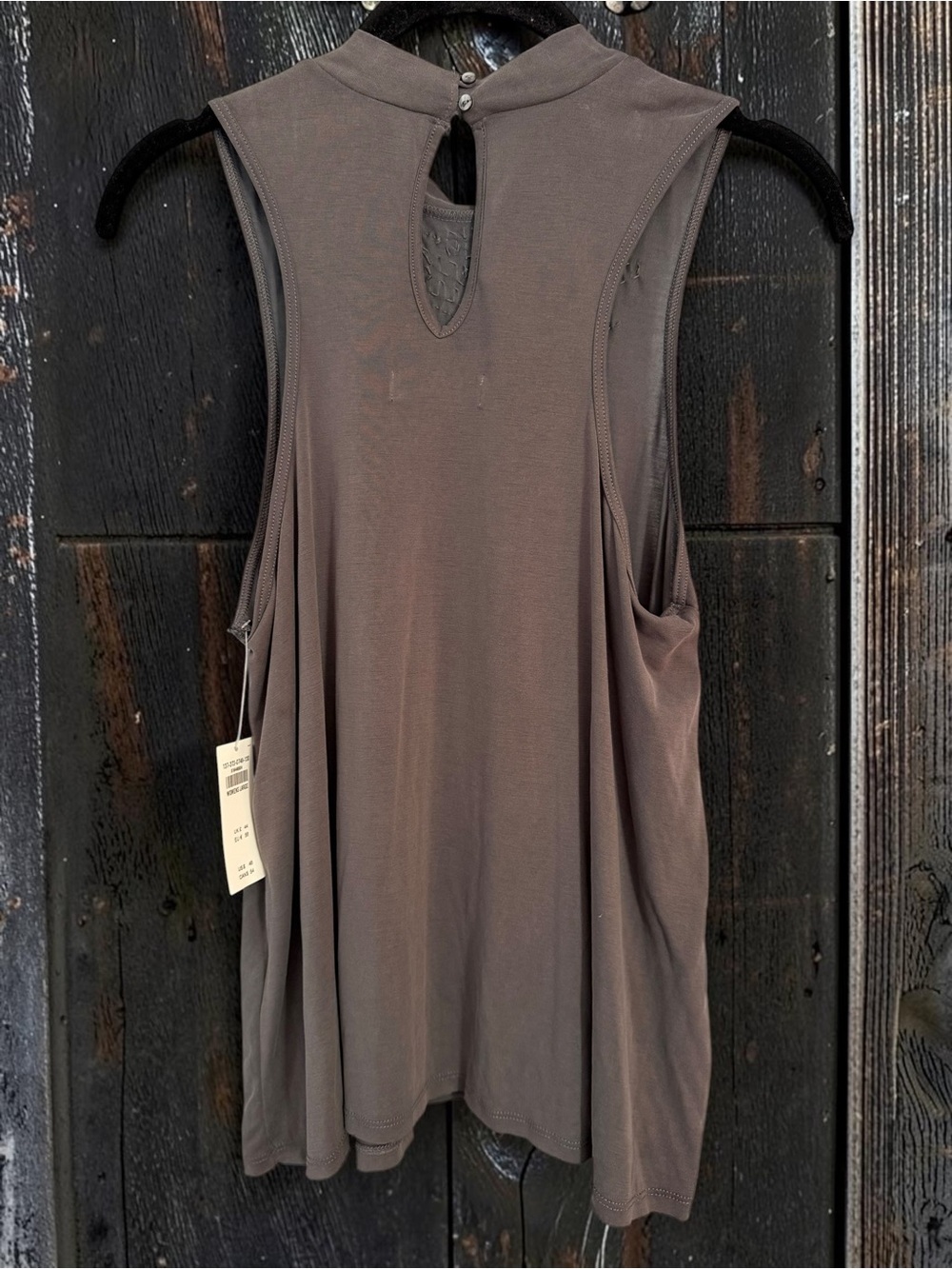 Abercrombie & Fitch Beaded Mock Neck Tank Large Taupe Embellished Top - Picture 5 of 8